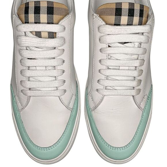 Burberry Low Top Nova Check Selma Lace Up Sneakers EU 37 Optic White Cool Mint - Picture 3 of 11